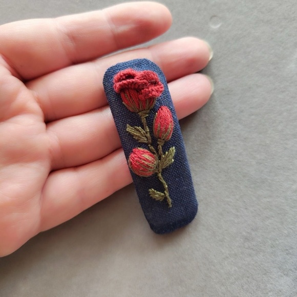 Accessories | Handmade Floral Embroidered Hair Clips Cute Hair Clips ...